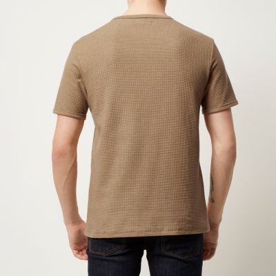 Camel brown waffle texture t-shirt